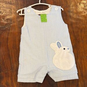 Blue Striped Kids One Piece with Bunny Design